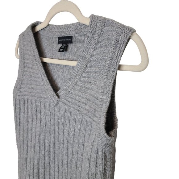 Adrianne Vittadini Womens XS Gray Cable Knit Sleeveless Wool Blend Tunic Sweater - Picture 5 of 8